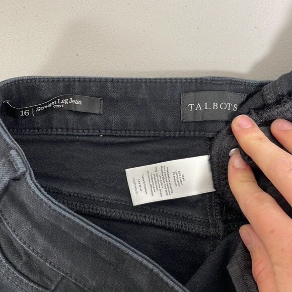 Talbots Jeans Straight Leg Black Faded Denim Size 16 - Picture 6 of 9